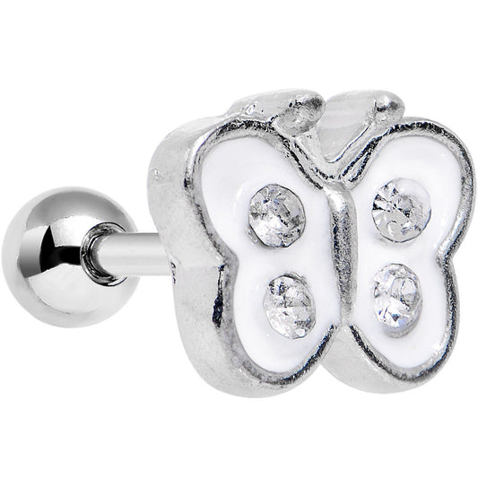 14G 1/4 Clear White Cutiepie Butterfly Tragus Cartilage Earring