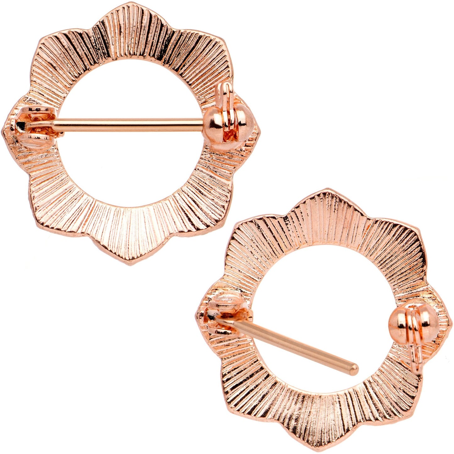 16G 9/16 Divine Henna Rose Gold Tone Anodized Nipple Shield Set