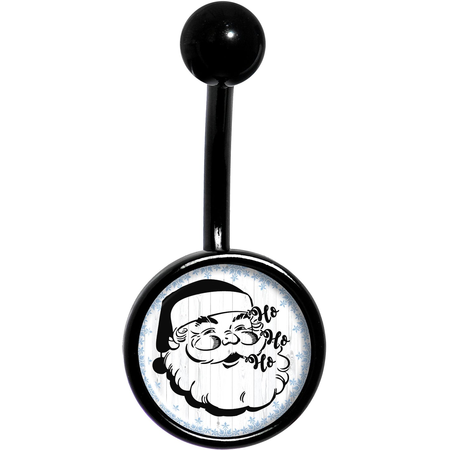 Christmas Retro Santa Ho Ho Ho Black Belly Ring