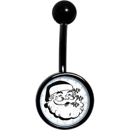 Christmas Retro Santa Ho Ho Ho Black Belly Ring