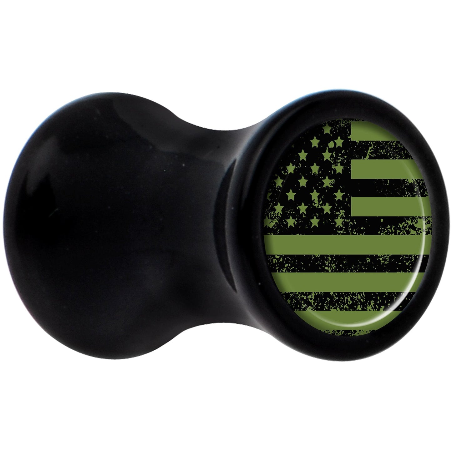 Black Acrylic Green American Flag Saddle Plug Set 4G