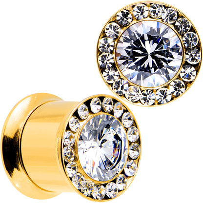00G Clear CZ Gem Gold PVD Goddess of Glam Screw Fit Plug Set