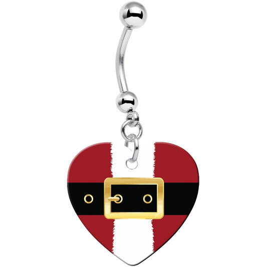 Christmas Santa Suit Heart Dangle Belly Ring