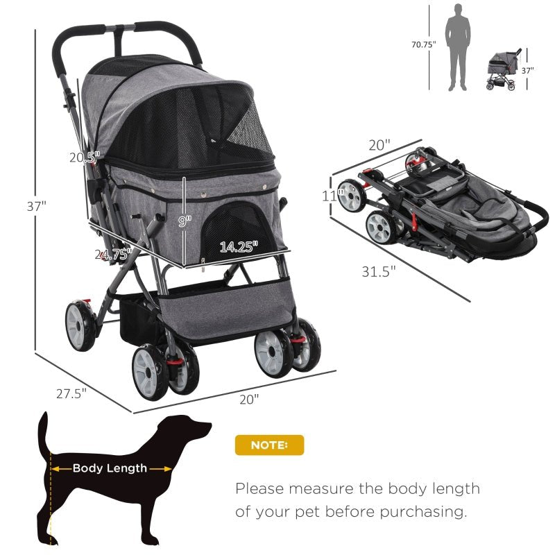 Pet Foldable Travel Carriage Stroller with Reversible Handle - Jaico Online Shop