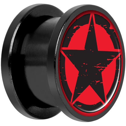 Black Red Distressed Star Black Anodized Screw Fit Plug Set 9/16