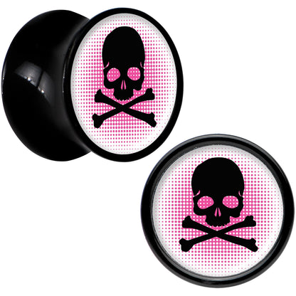 Black Acrylic Pink Black Skull Saddle Plug Set 00G