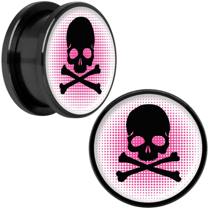 Pink Black Skull Black Anodized Screw Fit Plug Set 18mm