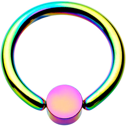 14G 3/8 Clear Gem 4mm Disc Rainbow IP BCR Captive Ring