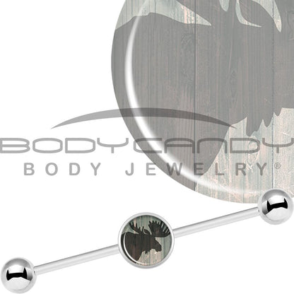 14G Holiday Rustic Wood Moose Industrial Barbell 37mm