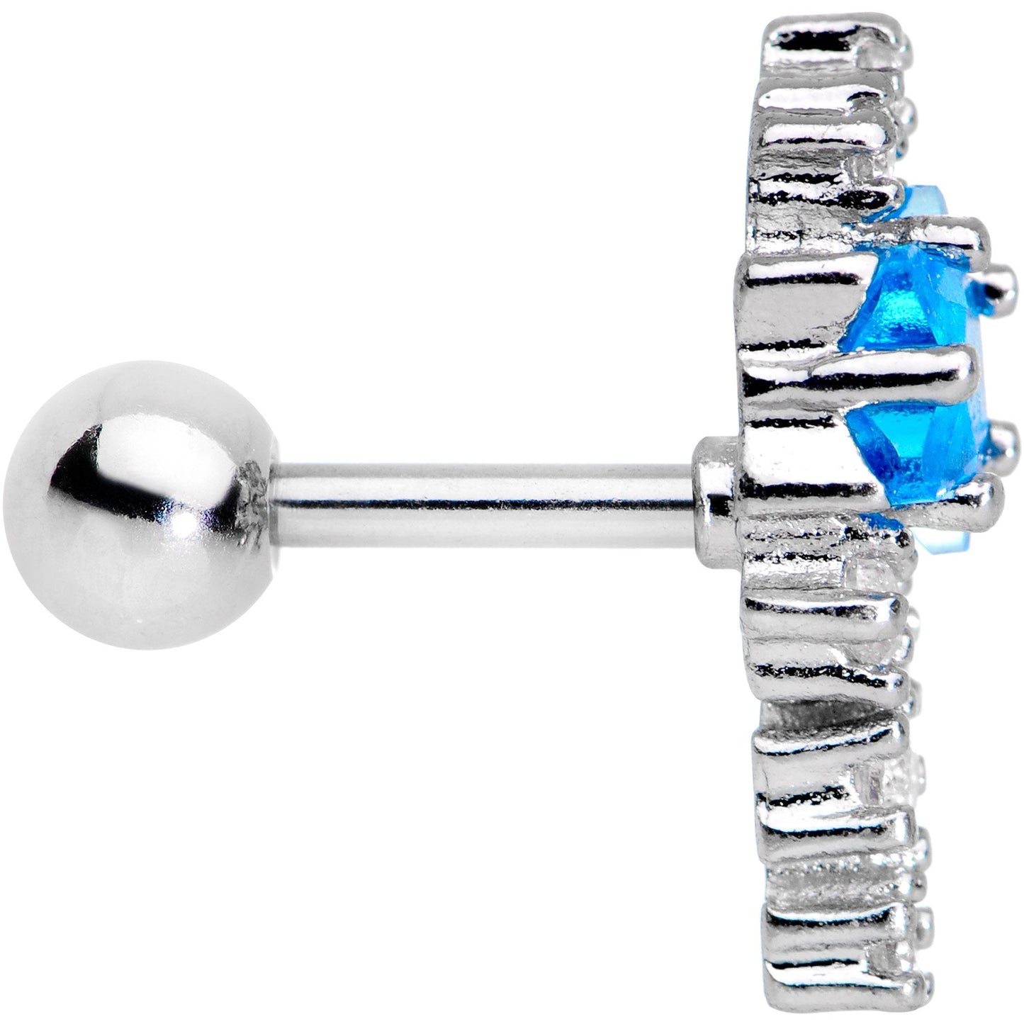 1/4 Blue CZ Gem Star Trail Cartilage Tragus Earring
