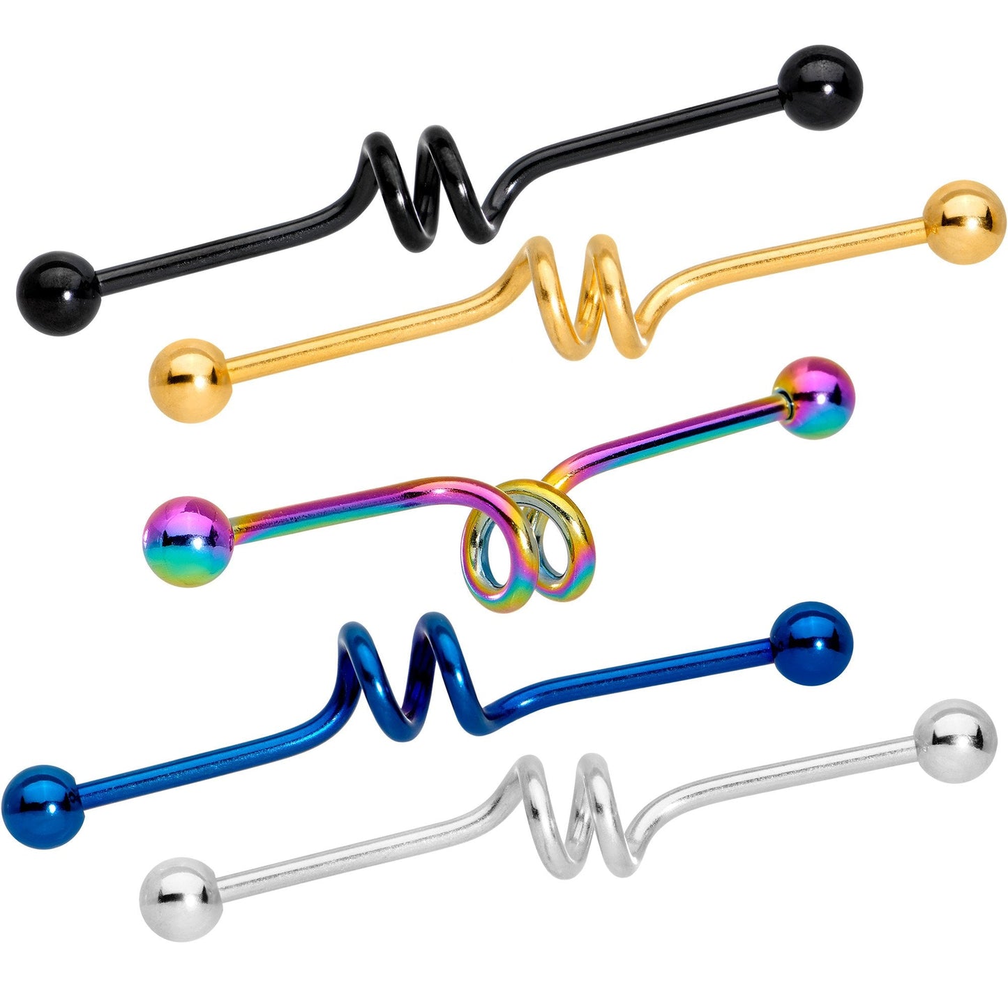 14G Multi Color Spiral Industrial Project Bar Set of 5 40mm