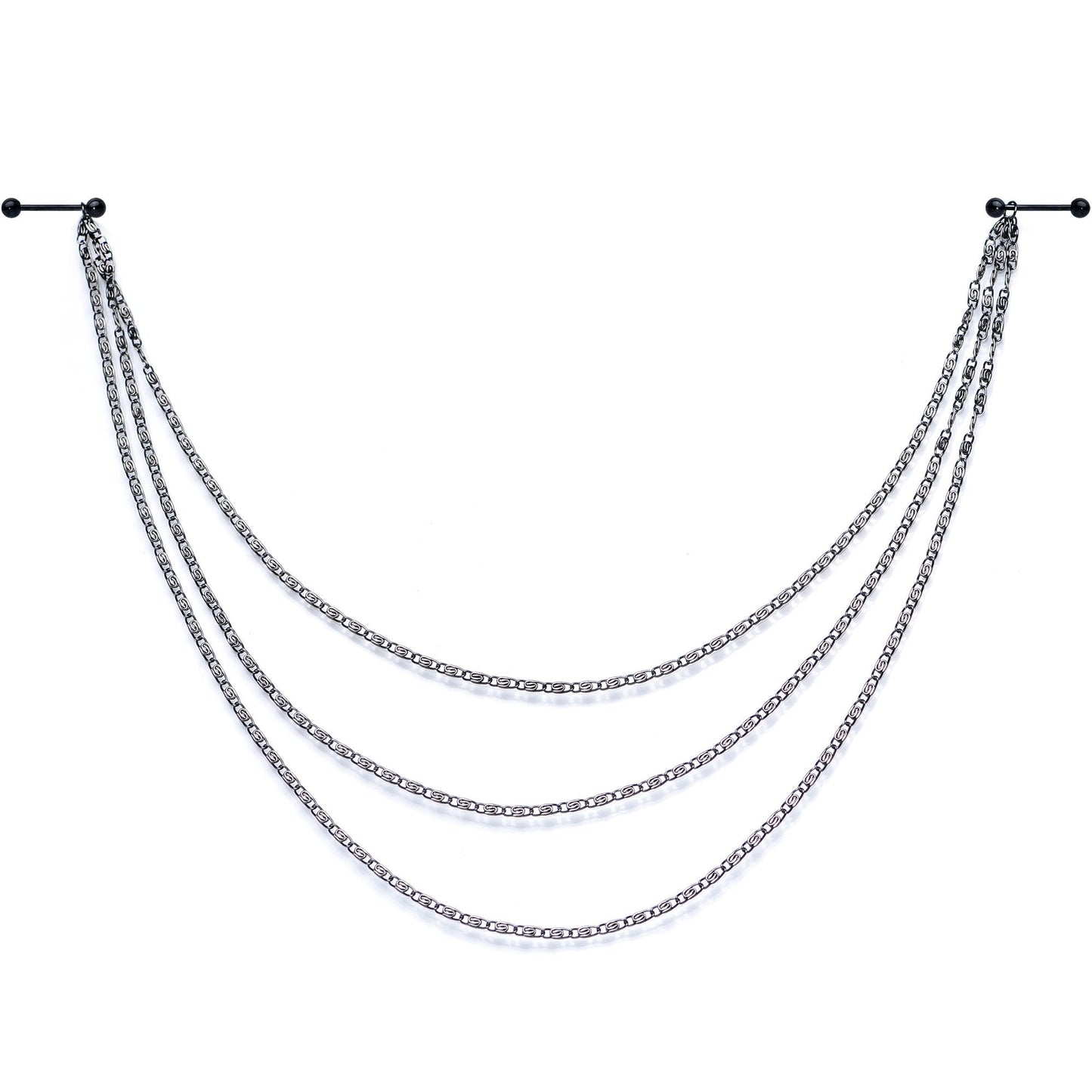 Handcrafted Black Anodized Titanium Swirly Link Dangle Nipple Chain