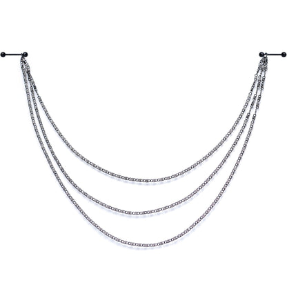 Handcrafted Black Anodized Titanium Swirly Link Dangle Nipple Chain