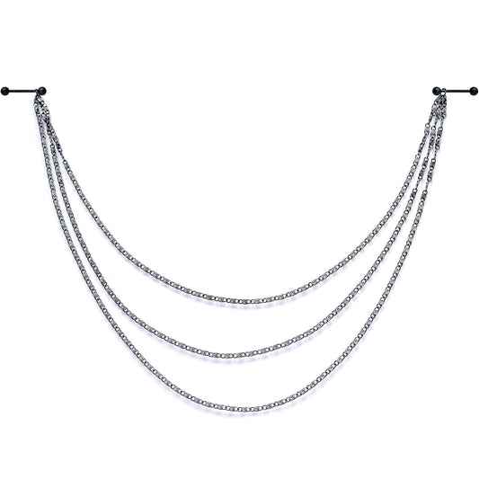 Handcrafted Black Anodized Titanium Swirly Link Dangle Nipple Chain