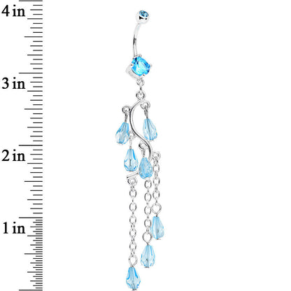 Aqua Gem Prepare To Stare Sleek Curves Dangle Belly Ring