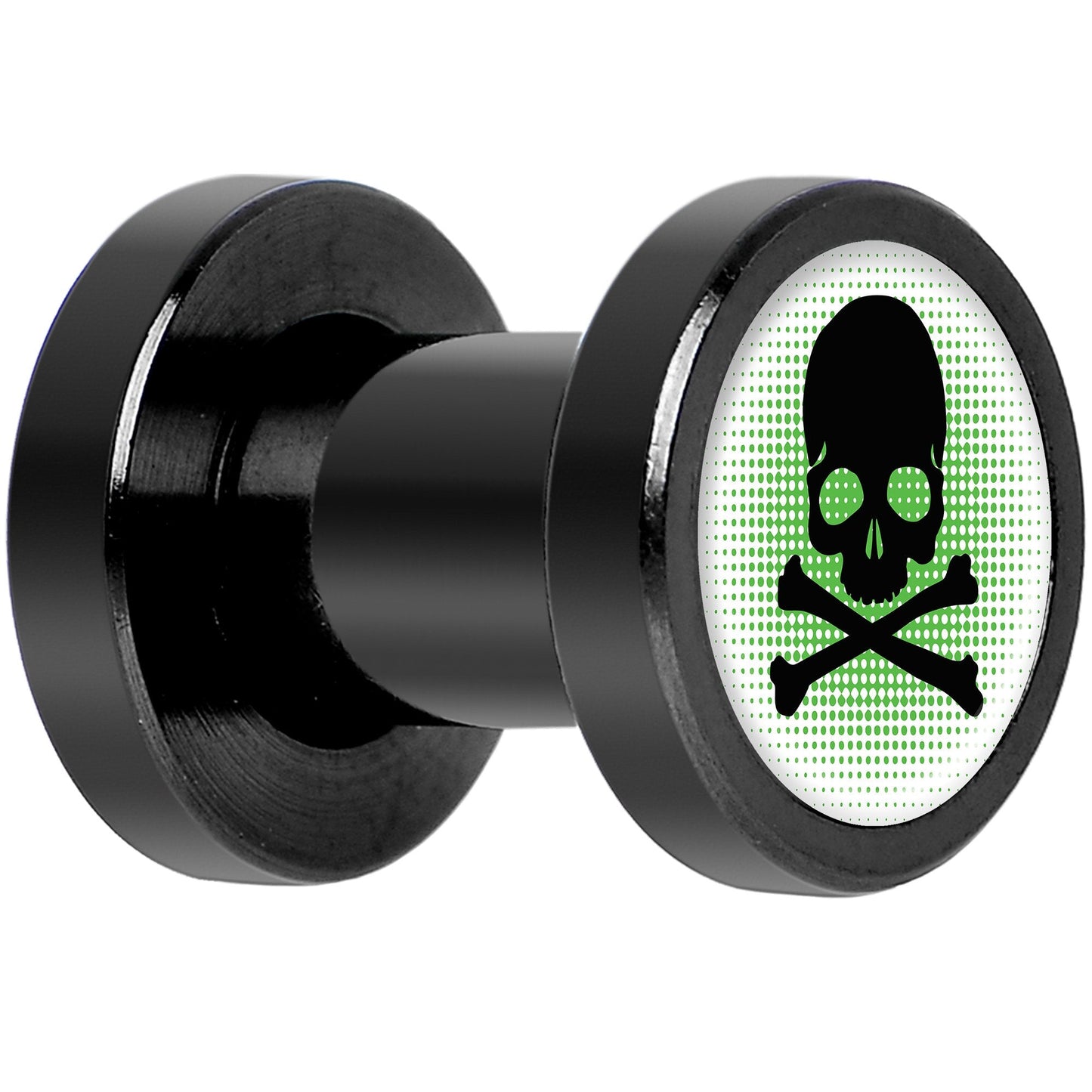 Green Black Skull Black Anodized Screw Fit Plug Set 4G