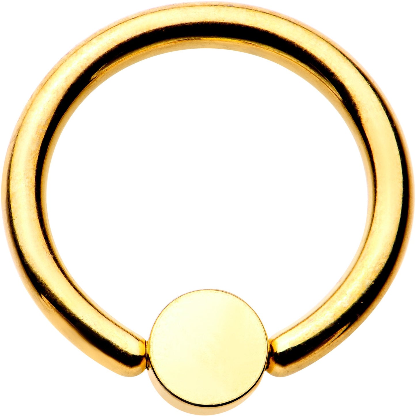 14G 3/8 White 4mm Faux Opal Gold IP Disc BCR Captive Ring