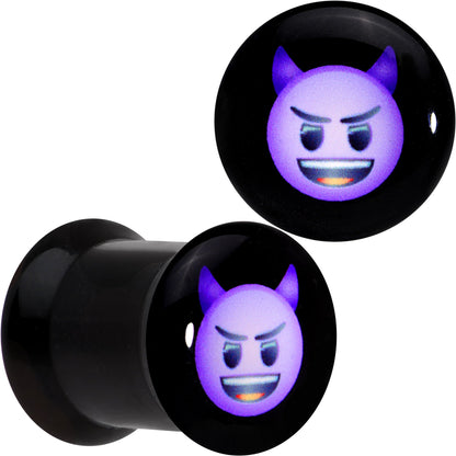 0G Licensed Purple Devil emoji Acrylic Double Flare Plug Set