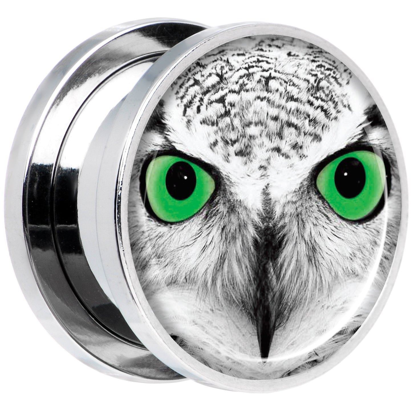 Black White Owl Steel Screw Fit Plug Set 5/8