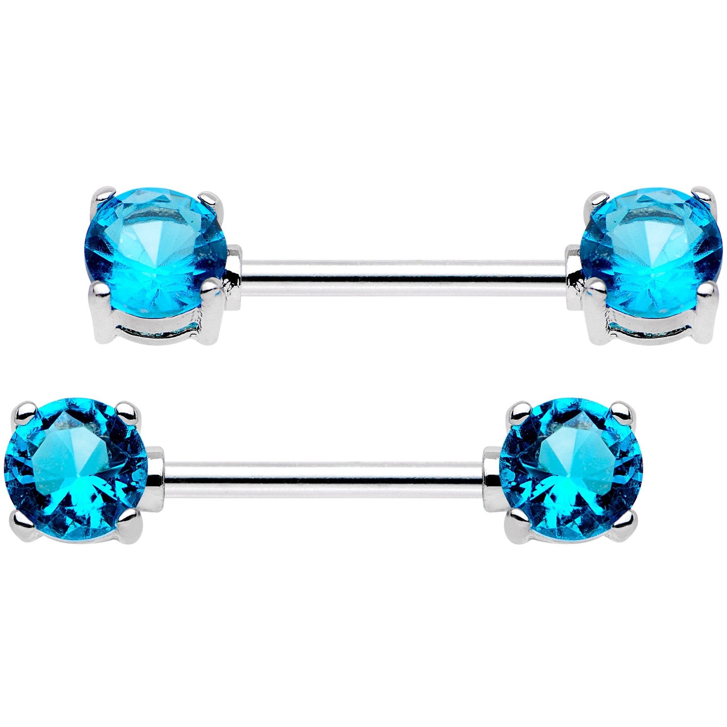 14G 9/16 Multi Color Gem Fun Barbell Nipple Ring Pack Set of 6