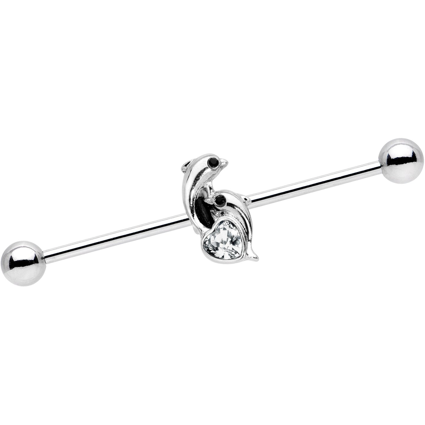 14G Clear Gem Dolphin Lovers Industrial Barbell 38mm