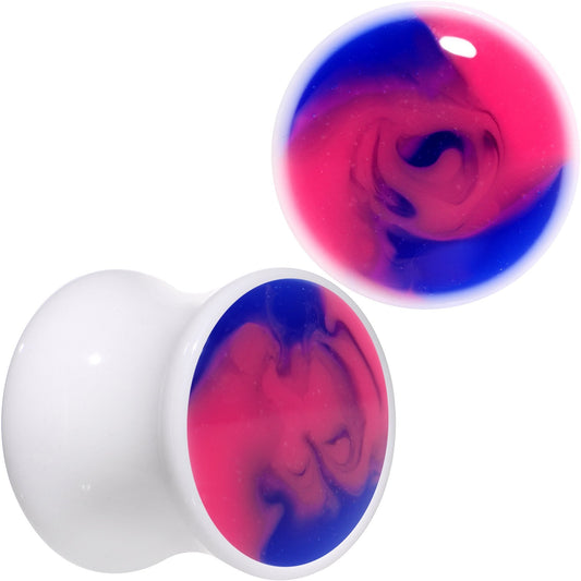 Blue and Pink Candy Swirl Saddle Plug Set Available in Sizes 0G to 20mm