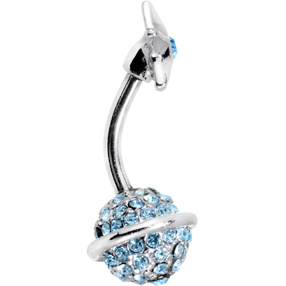 Aqua Gem Rings of Saturn Planet and Star Double Mount Belly Ring