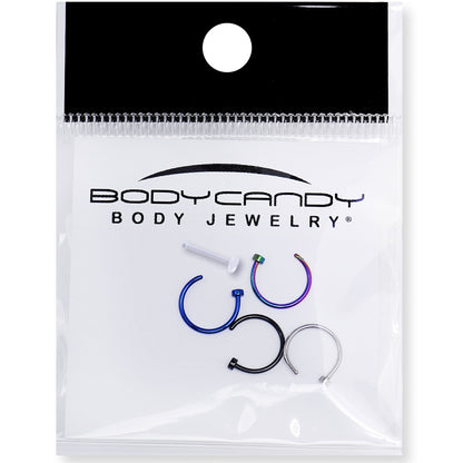 20G 5/16 Pack Set of 4 Assorted Stainless Steel Nose Hoop Rings