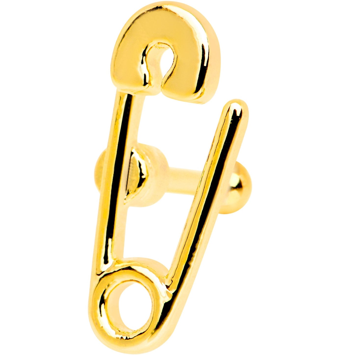 16G 1/4 Gold PVD Open Safety Pin Tragus Cartilage Earring