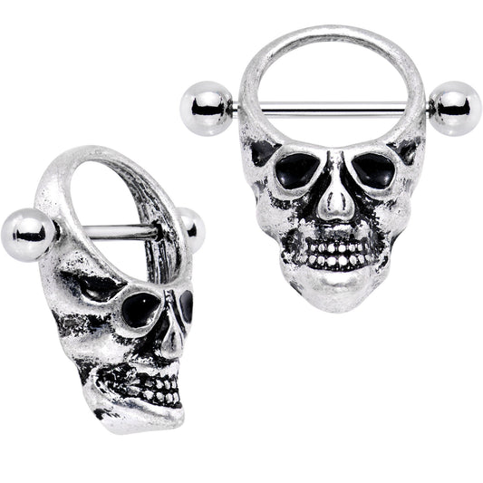 14G 5/8 Staring Halloween Skulls Nipple Shield Set