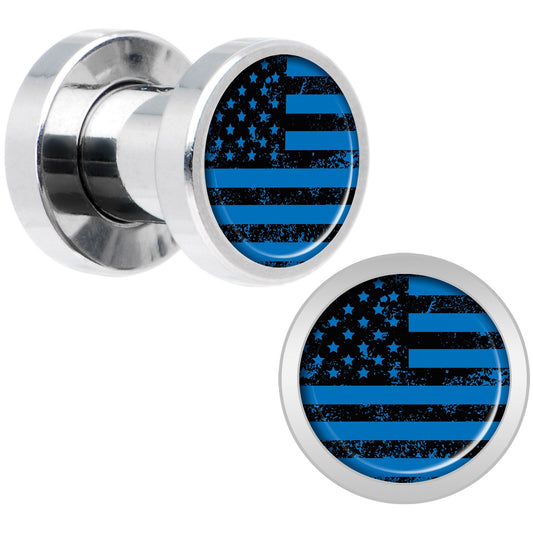 Blue American Flag Steel Screw Fit Plug Set 4G
