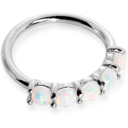 18G White Synthetic Opal 14k White Gold Seamless Circular Ring