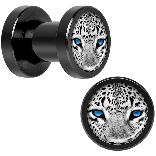 Black White Leopard Eyes Black Anodized Screw Fit Plug Set 4G