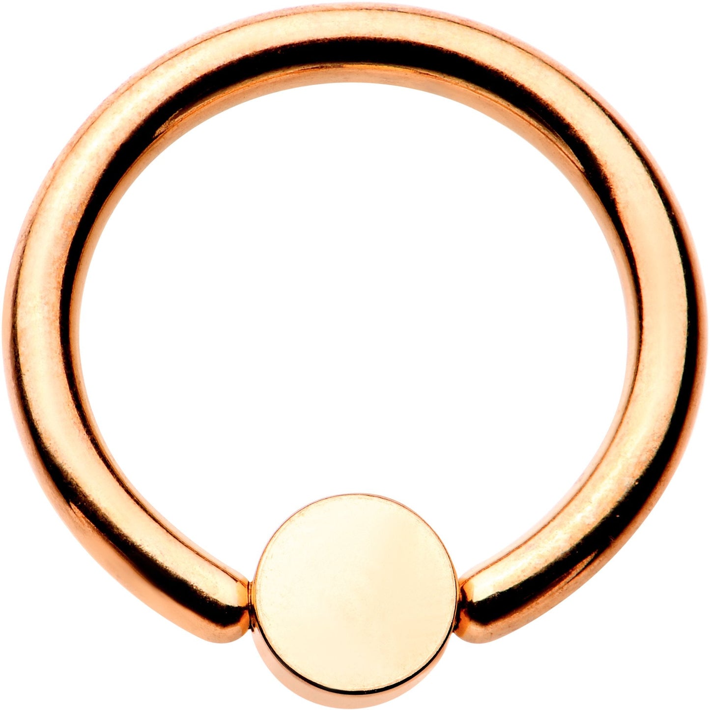 14G 3/8 White Faux Opal Rose Gold IP BCR Captive Ring