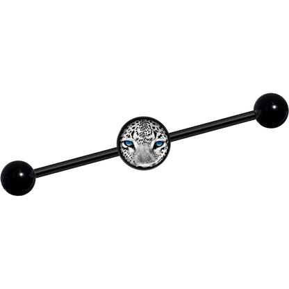 14G Black White Leopard Eyes Black Industrial Barbell 37mm