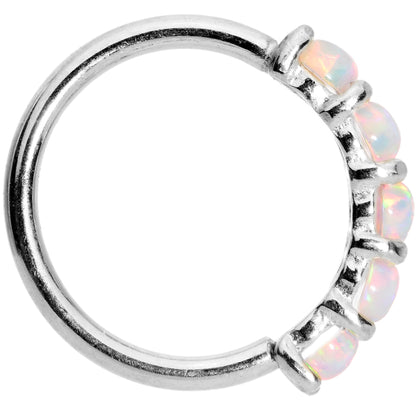 18G White Synthetic Opal 14k White Gold Seamless Circular Ring