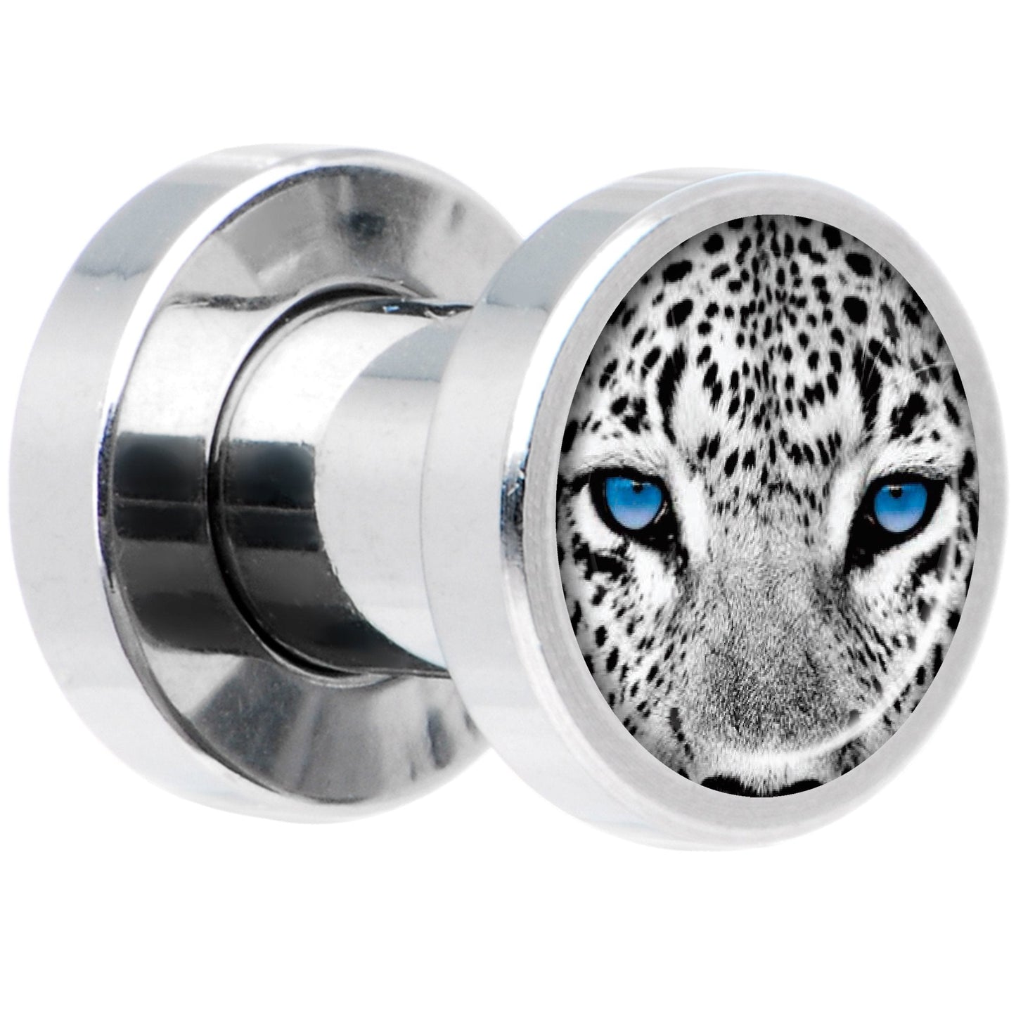 Black White Leopard Eyes Steel Screw Fit Plug Set 4G