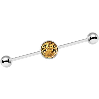 14G Full Color Leopard Eyes Industrial Barbell 37mm