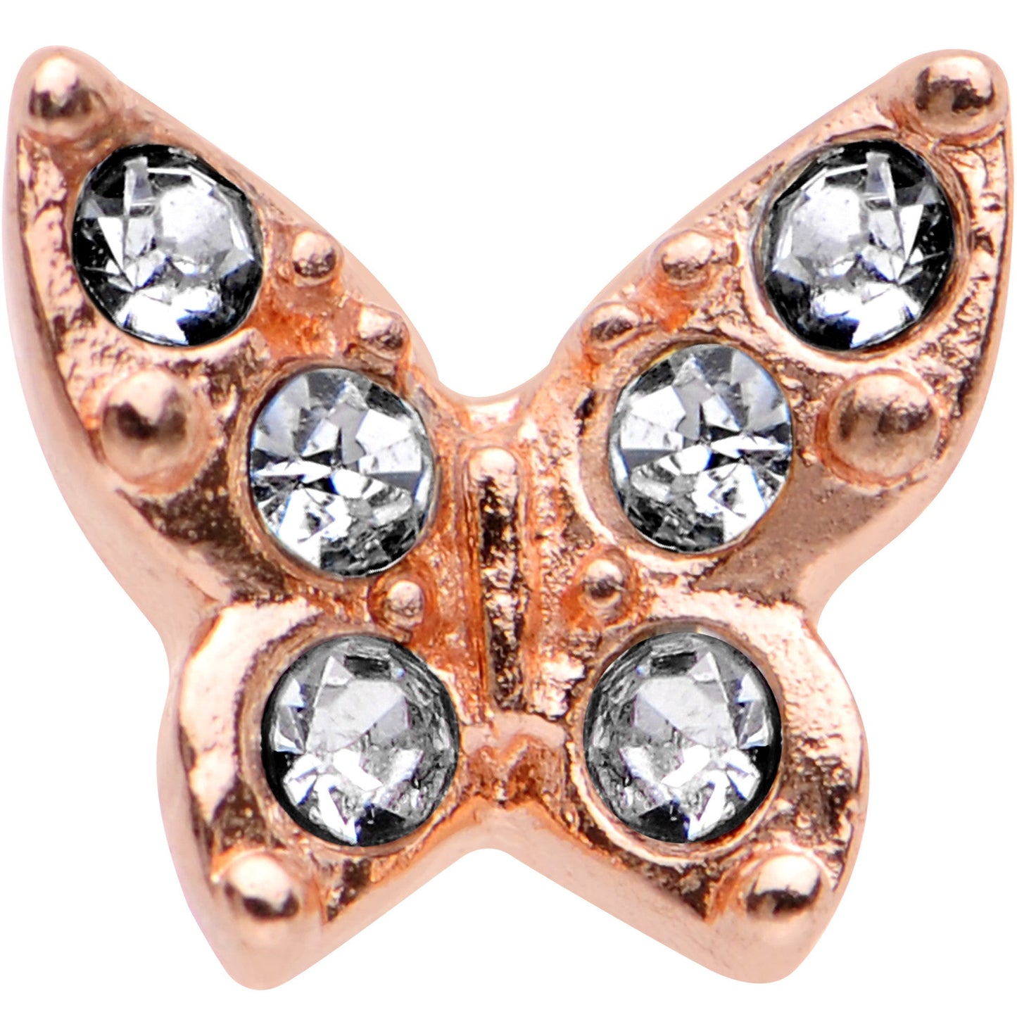 16G Clear Gem Rose Gold Tone Butterfly Tragus Cartilage Earring