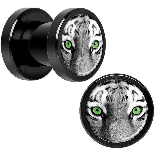 Black White Tiger Eyes Black Anodized Screw Fit Plug Set 2G