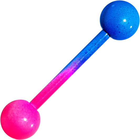 Color Plated Pink Blue Fade Barbell Tongue Ring