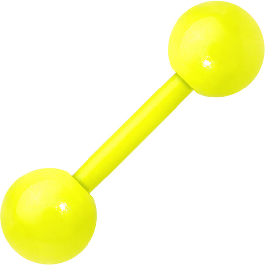 14G 9mm Yellow Acrylic Over Steel 6mm Ball Straight Barbell