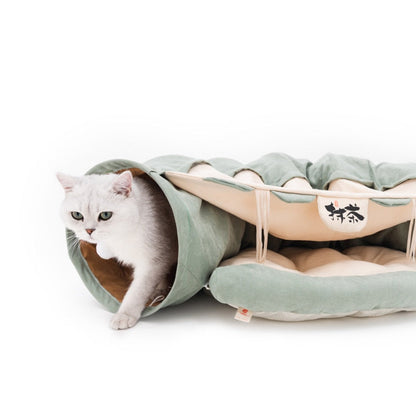 Collapsible Removable Cat Tunnel Tube With Cat Bed Set
