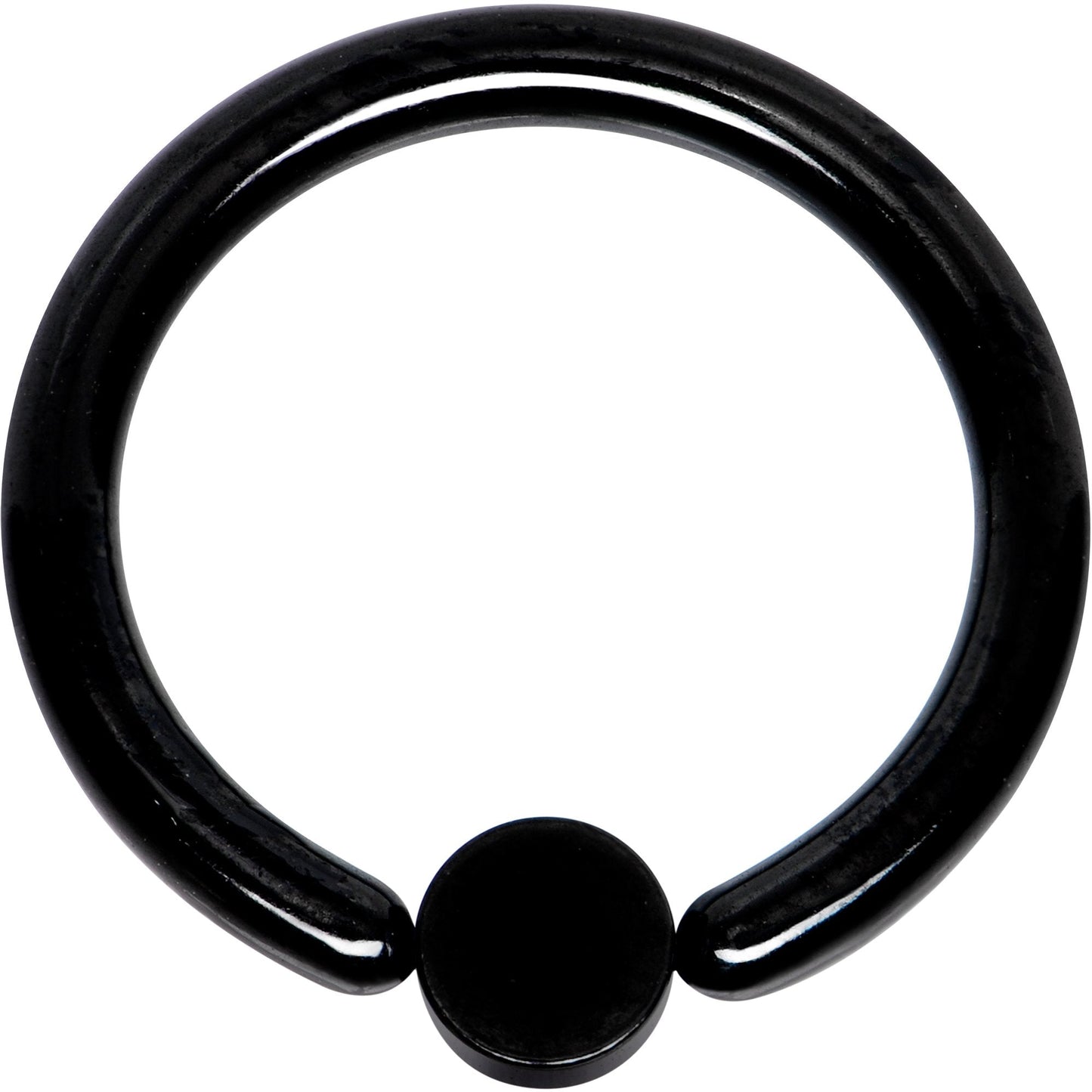 12G 1/2 White Faux Opal 4mm Disc Black IP BCR Captive Ring