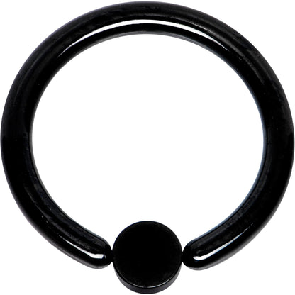 12G 1/2 White Faux Opal 4mm Disc Black IP BCR Captive Ring