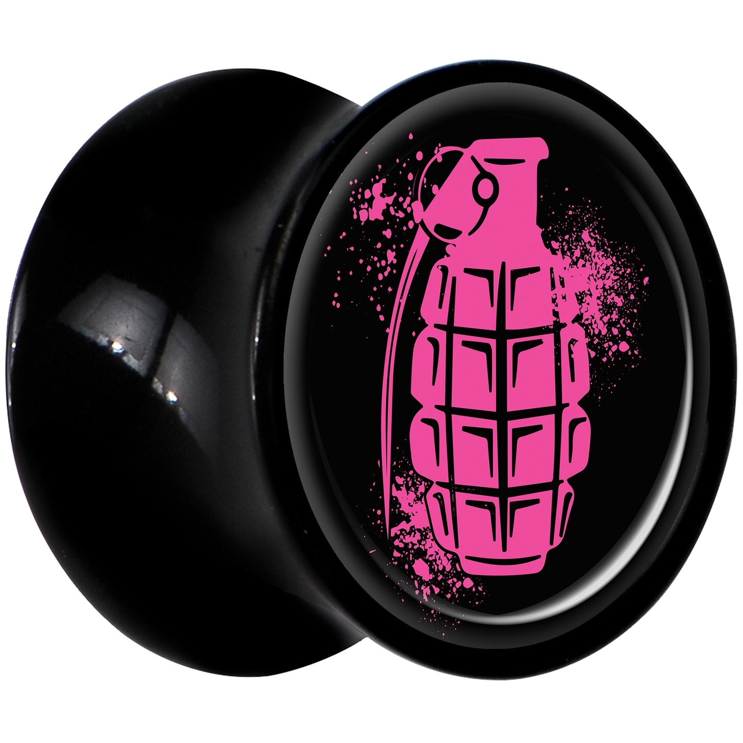 Black Acrylic Pink Grenade Saddle Plug Set 00G