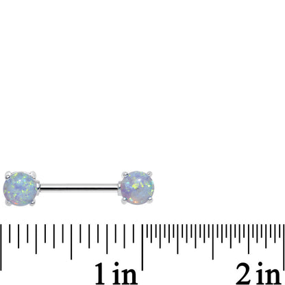 14G 9/16 Blue Synthetic Opal Ends Nipple Barbell Set
