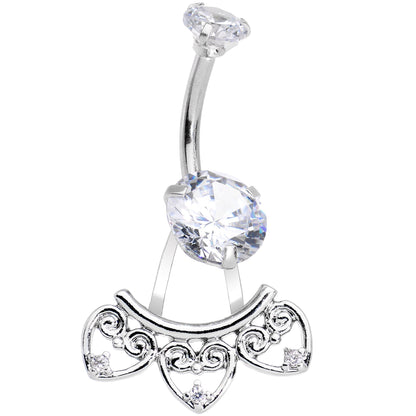 Clear Gem Enchanted Hearts Dangle Belly Ring
