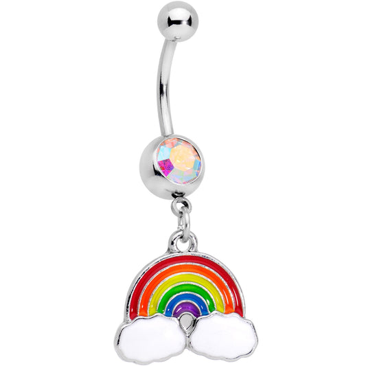Aurora Gem No Rain Rainbow Dangle Belly Ring