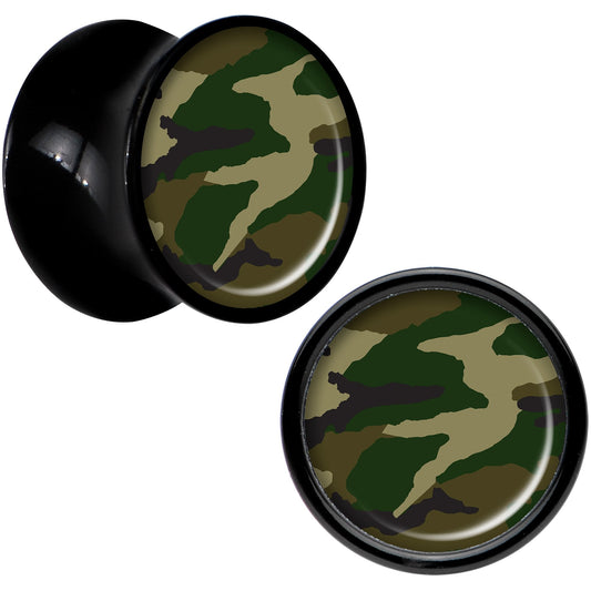 Black Acrylic Woodland Camo Print Saddle Plug Set 00G